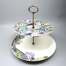 Load image into Gallery viewer, Monsoon Home Cosmic 2 Tier Fine China Cake Stand Denby Boxed - VGC