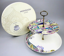 Load image into Gallery viewer, Monsoon Home Cosmic 2 Tier Fine China Cake Stand Denby Boxed - VGC
