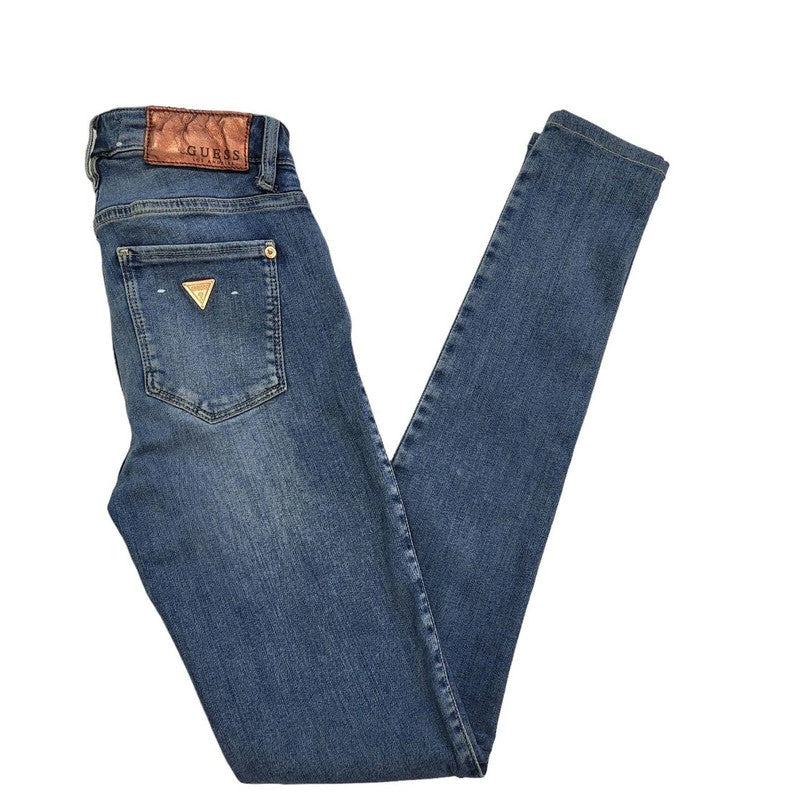 Guess jeans vintage skinny faded blue stretched sexy curve size 6-8 women's