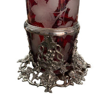 Load image into Gallery viewer, Antique vine decanter 750 ml Est 1910 Stopper Solid Silver Bottom Silver Plated
